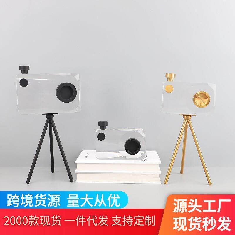 K9白水晶相机摆设北欧轻奢创意家居客厅办公桌样板间软装饰品摆件