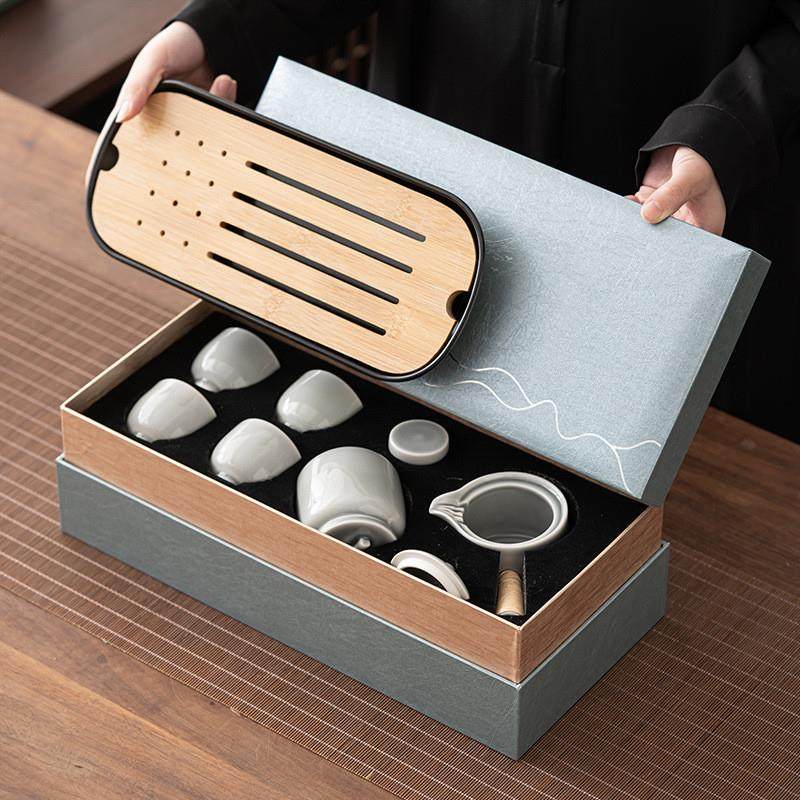 冰灰釉功夫茶具套装简约家用小套办公会客陶瓷泡茶壶茶杯干泡茶盘,餐饮具,整套茶具,淘宝优惠券,粉丝福利购,淘宝优惠卷