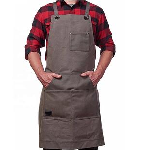 帆布围裙多口袋木工电工园艺咖啡厅酒吧工作服印制logo