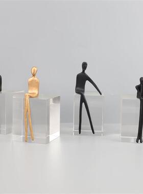 欧式铸铁人水晶样板房售楼部卧室书房客厅餐厅电视柜床头玄关摆件