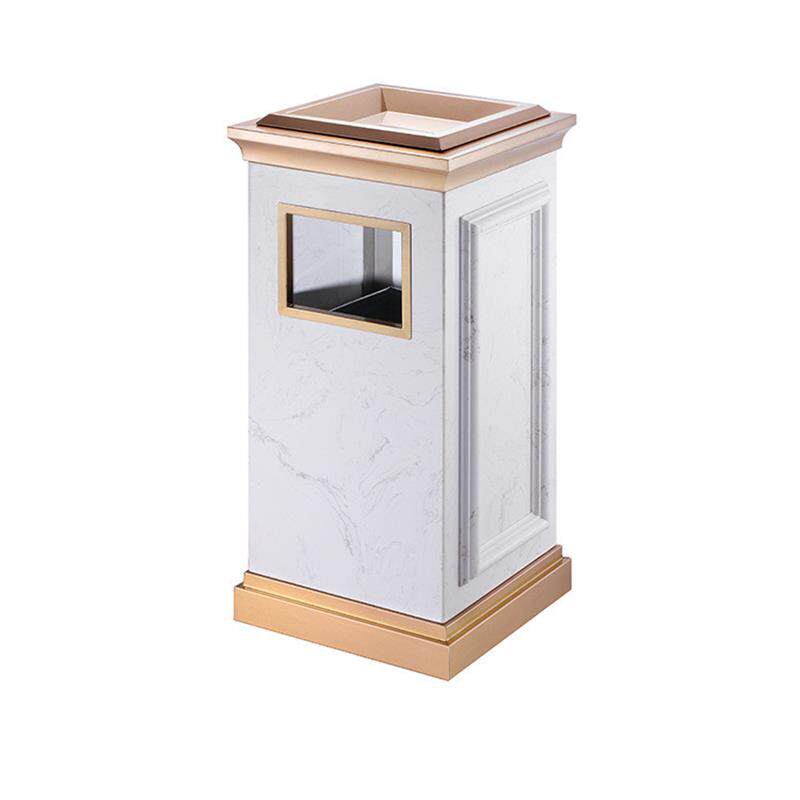 方形座地烟灰桶会所电梯口豪华大理石白色垃圾桶美术馆酒店大堂