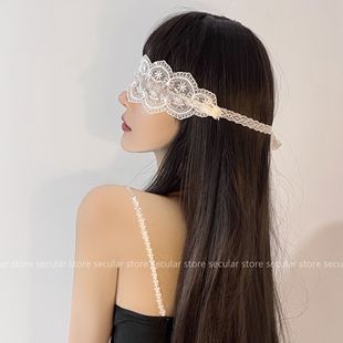 媚眼如丝 蕾丝眼罩黑白情调配饰挡脸道具烟火贩卖店