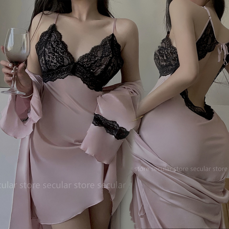 烟火家性感蕾丝美背睡裙