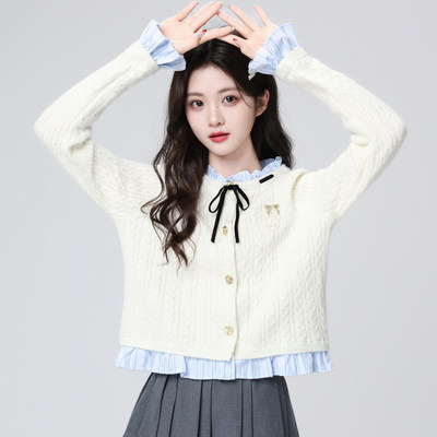 米白色毛衣外套女秋冬202