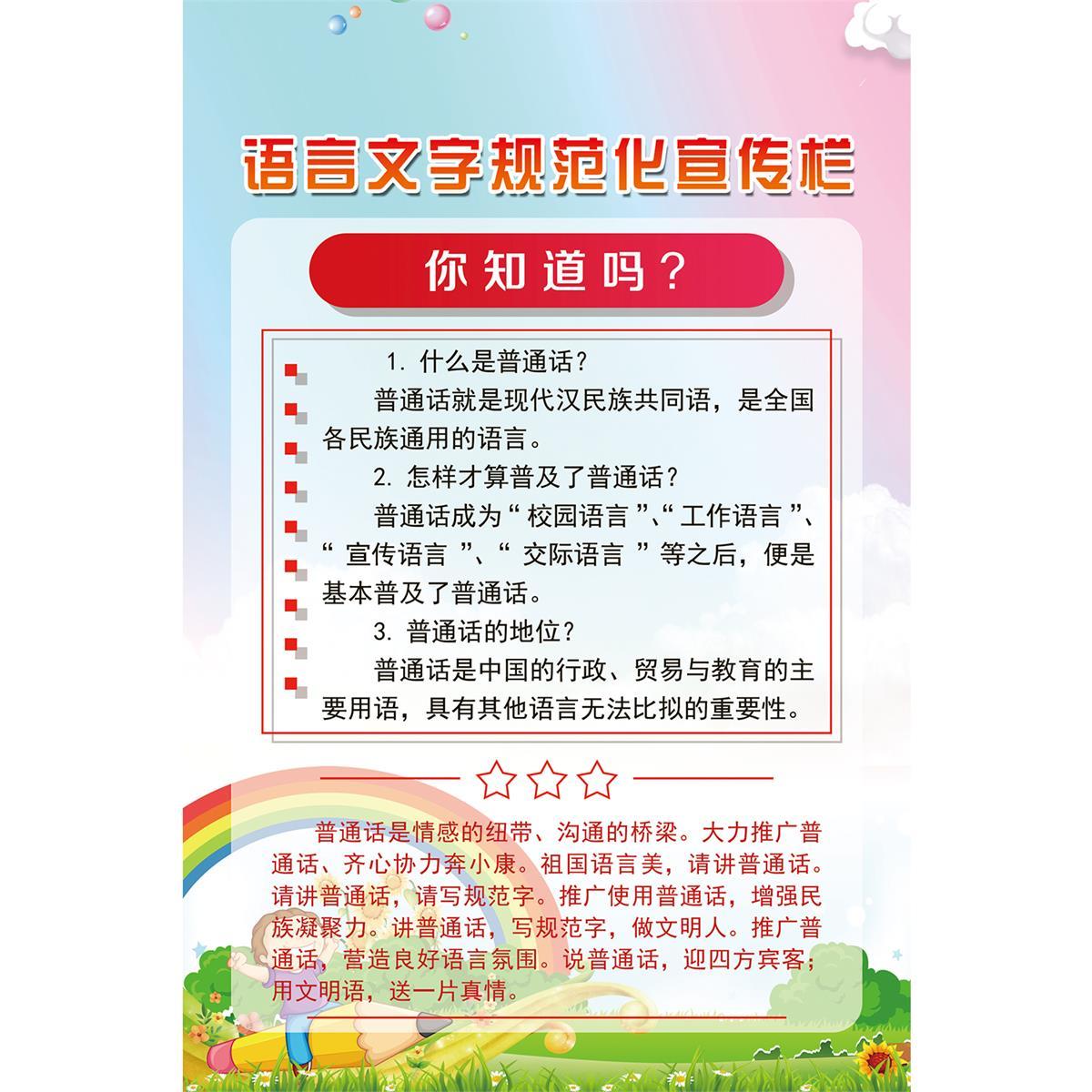 语言文字规范化宣传栏你知道吗海报展板规范语言文字弘扬民族文化