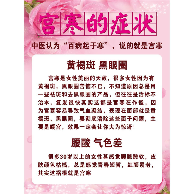 中医美容养生所宫寒的危害常见症状高清挂图海报定制墙贴展板自粘