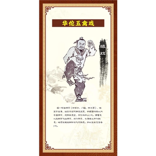 五禽戏八段锦挂图宣传画传统健身气功海报中医养生文化图片墙贴
