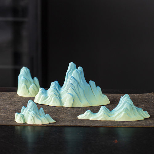 千里江山陶瓷假山摆件禅意客厅玄关微景观鱼缸造景茶桌装饰品摆设