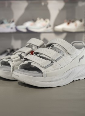 李宁正品凉鞋男女同款魔术贴沙滩SOFT COCA轻便运动凉鞋AGUV001