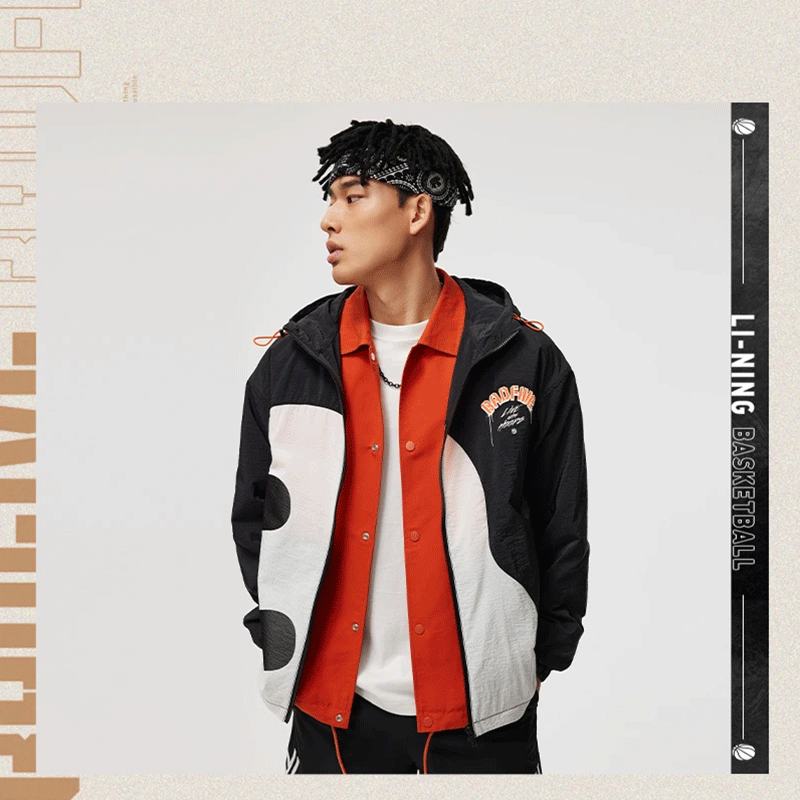 李宁夏季新款反伍BADFIVE男子潮流防晒防泼水宽松运动风衣AFDU417