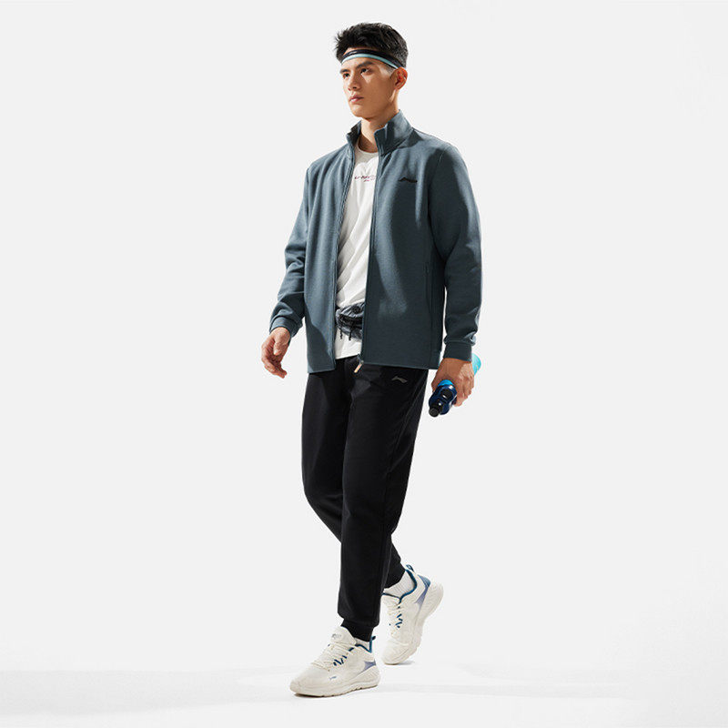 李宁正品卫裤秋季新品健身系列男子舒适束脚休闲运动长裤AKLU147