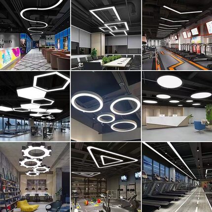 LED办公灯六边形吊灯蜂巢造型灯健身房网咖商场店铺工业风吊灯