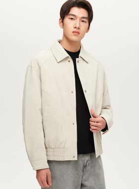 90鸭绒轻薄款夹克型皮翻领羽绒服男2025冬季新款微宽松保暖外套