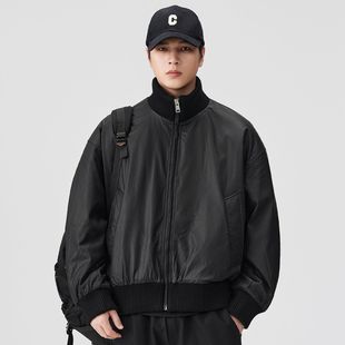 冬季立领短款羽绒服2025年新款男士保暖高级感纹理皮料时尚厚外套