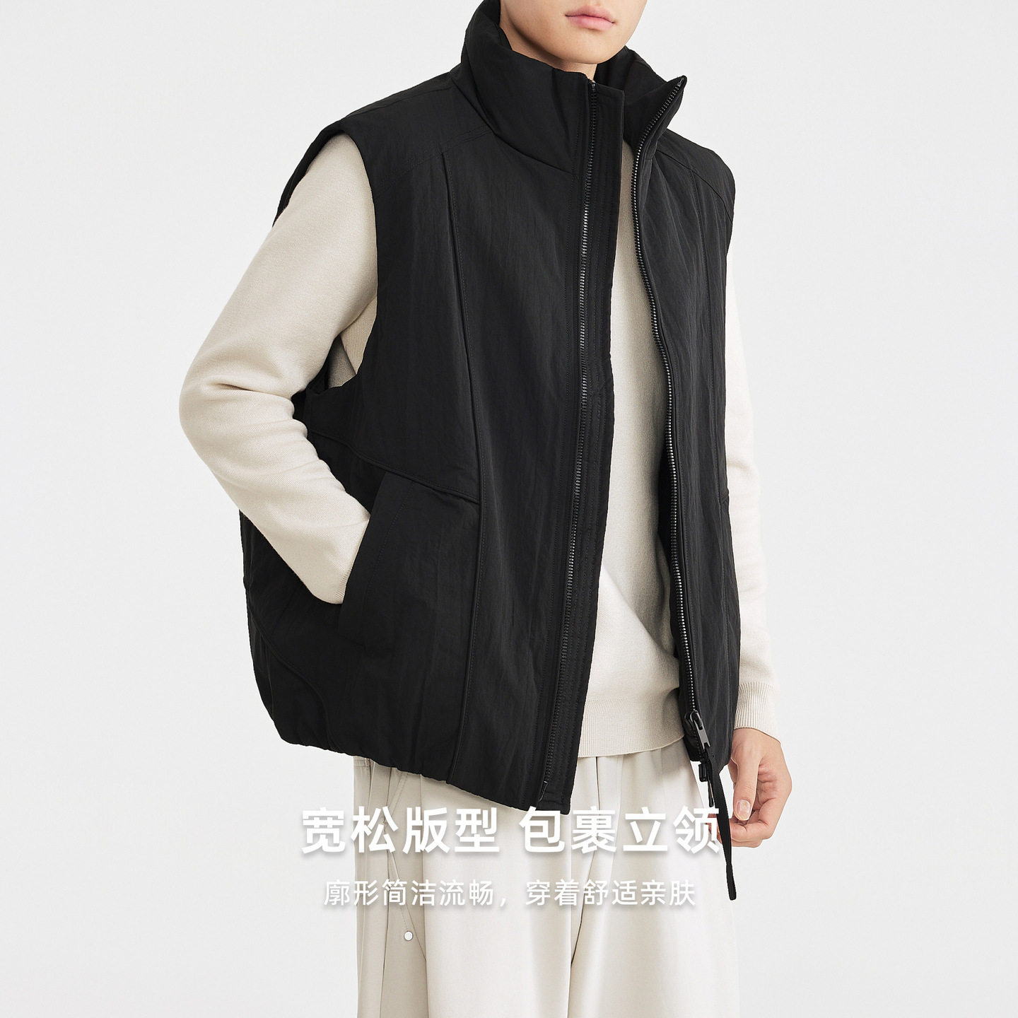 墨麦客男装立领羽绒马甲男2025冬