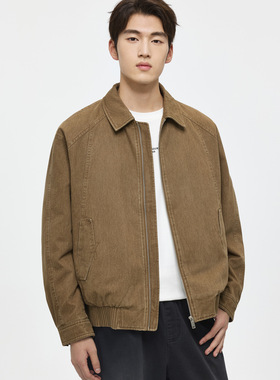 90鸭绒 黑色翻领夹克型羽绒服男2025冬季新款微宽松保暖拉链外套