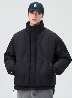 90白鸭绒立领羽绒服2025冬季新款摇粒绒设计防风面包服外套