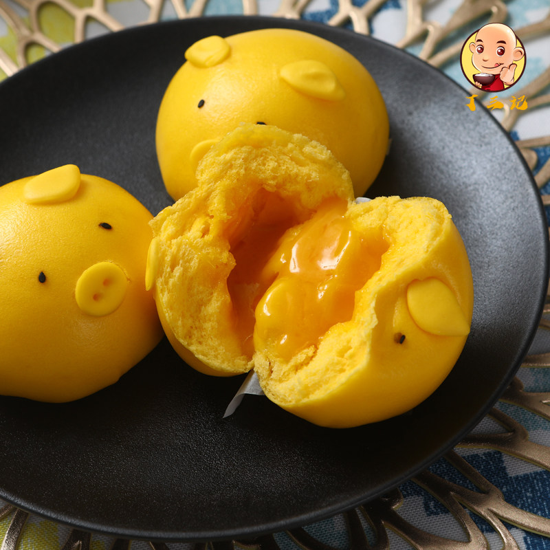 粤食福猪猪流沙包传统手工卡通儿童猪仔包早餐广式点心6个装360g