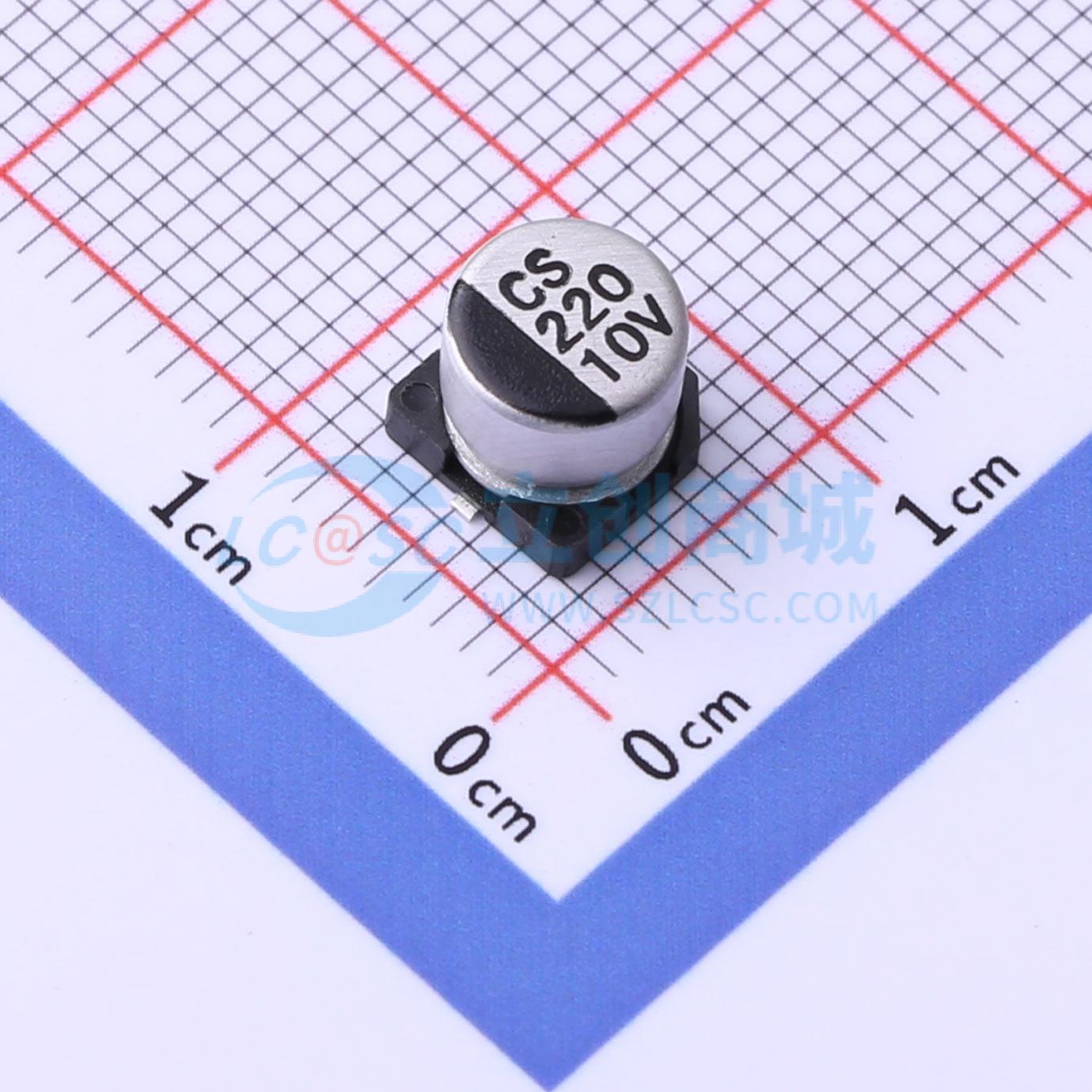 CS1A221M-CRE54 贴片型铝电解电容 220uF ±20% 10V   6.3xL5.4mm