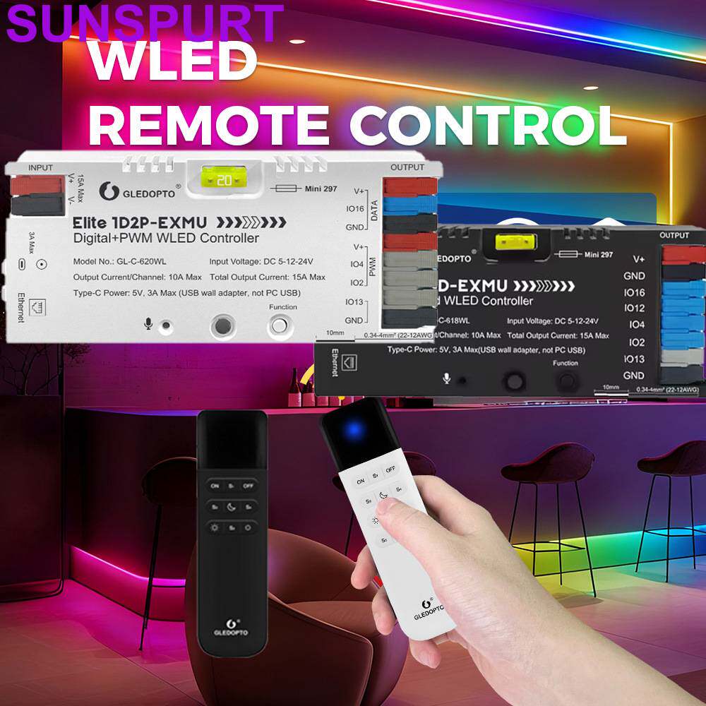 WLED4路输出ESP32幻彩灯带以太网麦克风下载口PWM控制器DM RGBCCT