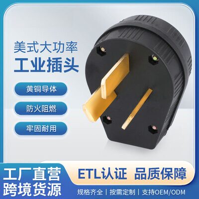 神创/TBSE美式工业插头NEMA10-50P美标三孔30A充电插头发电机插头