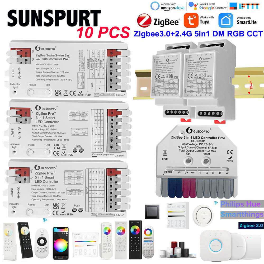 Zigbee3.0控制器Alexa Hue网关语音七彩LED灯带支持Push 2.4G遥控