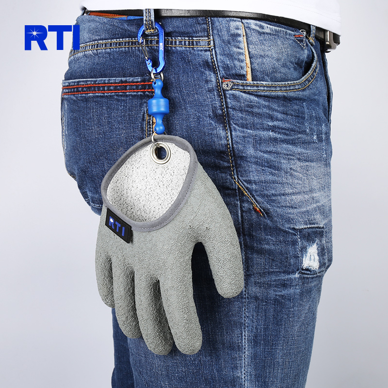 RTI渔具抓鱼手套防刺防扎防滑 防水编织乳胶钓鱼手套用品