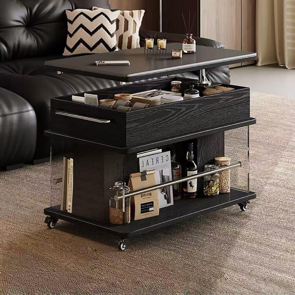 可移动升降边几小推车客厅沙发边柜法式轻奢阳台家用茶几置物架