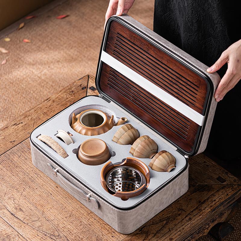 户外提梁壶泡茶煮茶围炉器具茶壶茶杯便携式旅行功夫茶具套装便携