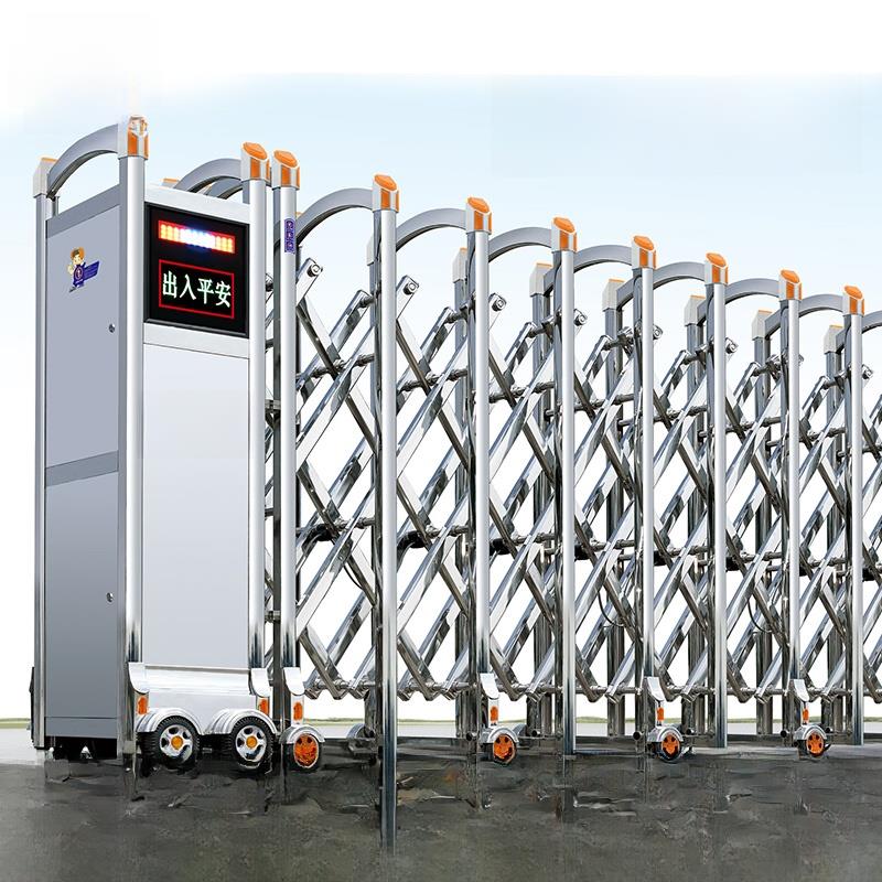 不锈钢电动伸缩门工厂社区围栏学校工地自动无轨电动门