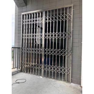 304不锈钢拉闸门室外伸缩折叠入户门阳台推拉双开门通风防盗门窗