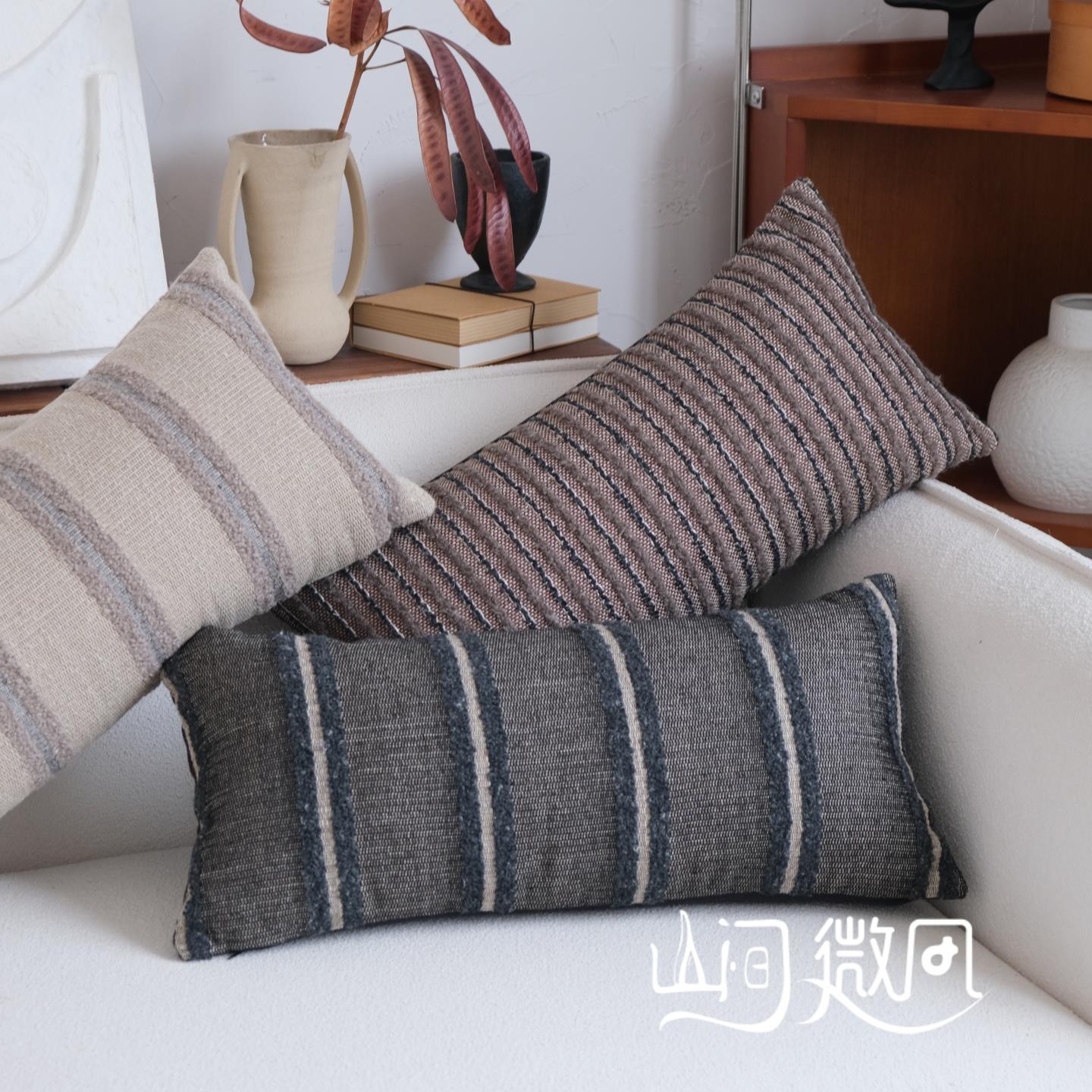 长方形腰枕长抱枕中古自然风亚麻靠包侘寂风摩洛哥风高靠枕腰靠垫