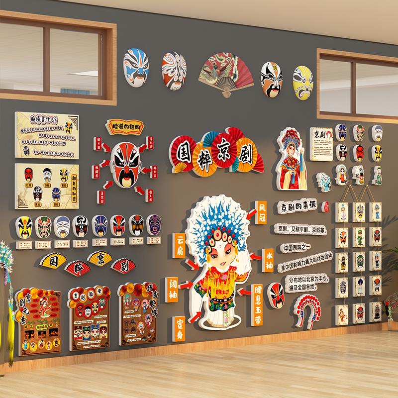 幼儿园环创国粹戏曲京剧主题墙面装饰品材料非遗传统文化背景布置