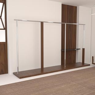 中古风木纹服装 挂衣架 店落地展示架不锈钢拉丝胡桃木纹中岛女装