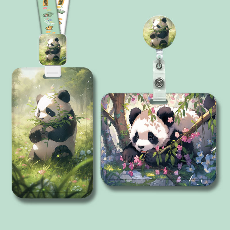 熊猫护士证件胸牌工作证工牌厂牌学生公交饭卡卡套带挂绳卡扣校园