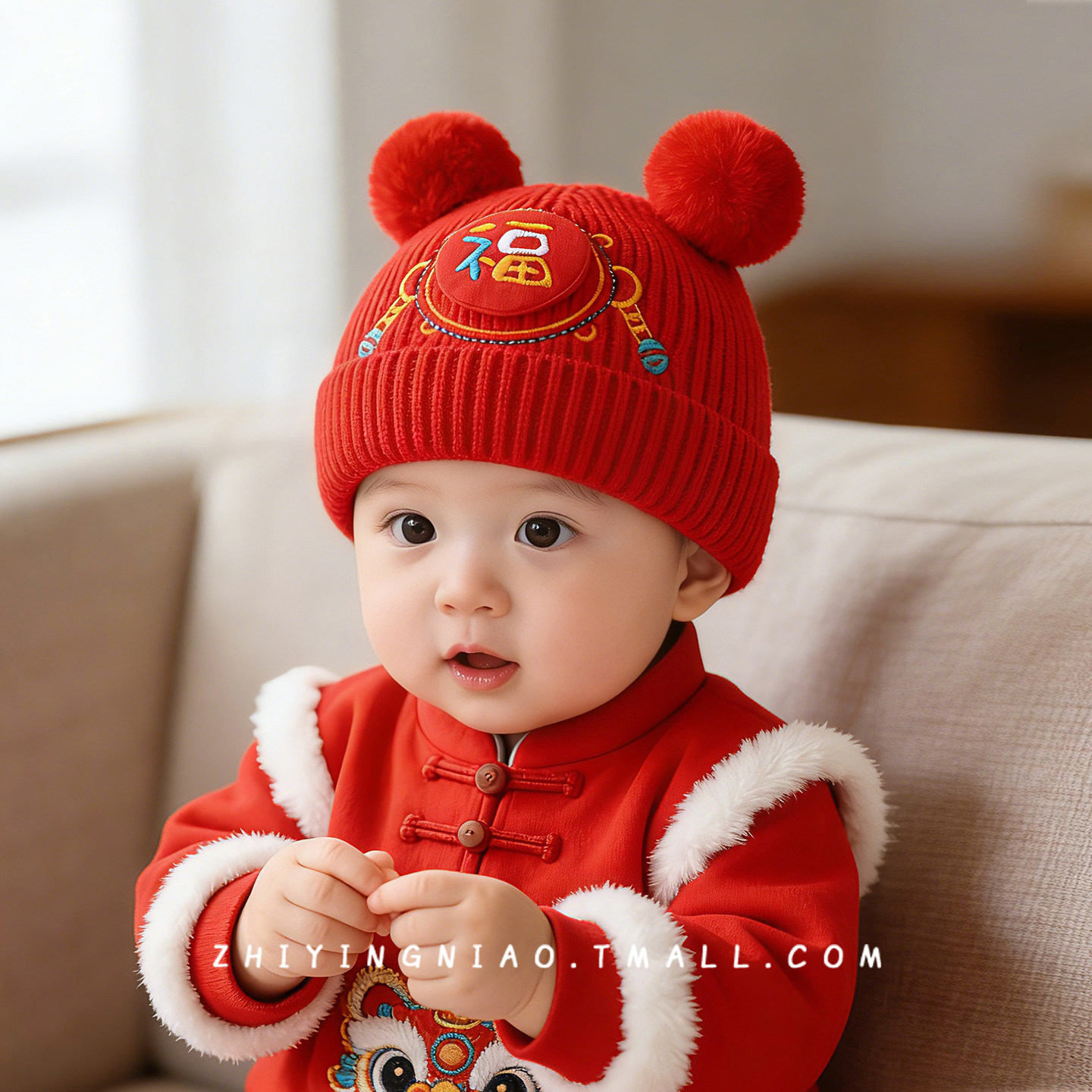 宝宝帽子秋冬季红色新年套头帽加厚保暖男童女孩外出儿童毛线帽子,童装/婴儿装/亲子装,帽子,淘宝优惠券,粉丝福利购,淘宝优惠卷