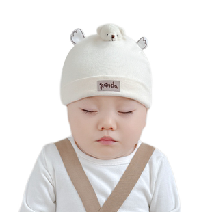 婴儿帽子春秋季a类纯棉胎帽婴幼儿0到3月初生小月龄新生宝宝帽子1