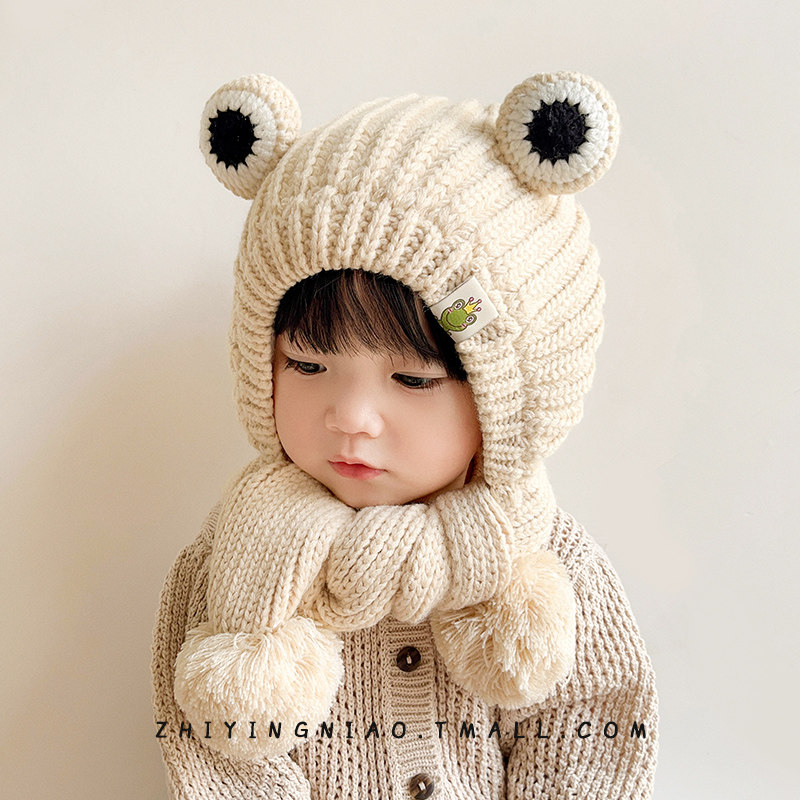 儿童帽子秋冬款宝宝围巾一体帽可爱超萌秋冬季男童女孩护耳毛线帽,童装/婴儿装/亲子装,帽子,淘宝优惠券,粉丝福利购,淘宝优惠卷