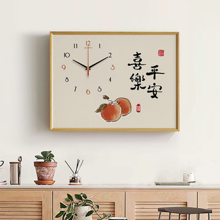 电表箱装饰画新中式时钟遮挡电闸开关盒配电箱挂画带钟表平安喜乐