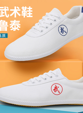鲁泰武术鞋专业男女练功系带帆布鞋橡胶底学生训练表演运动太极鞋
