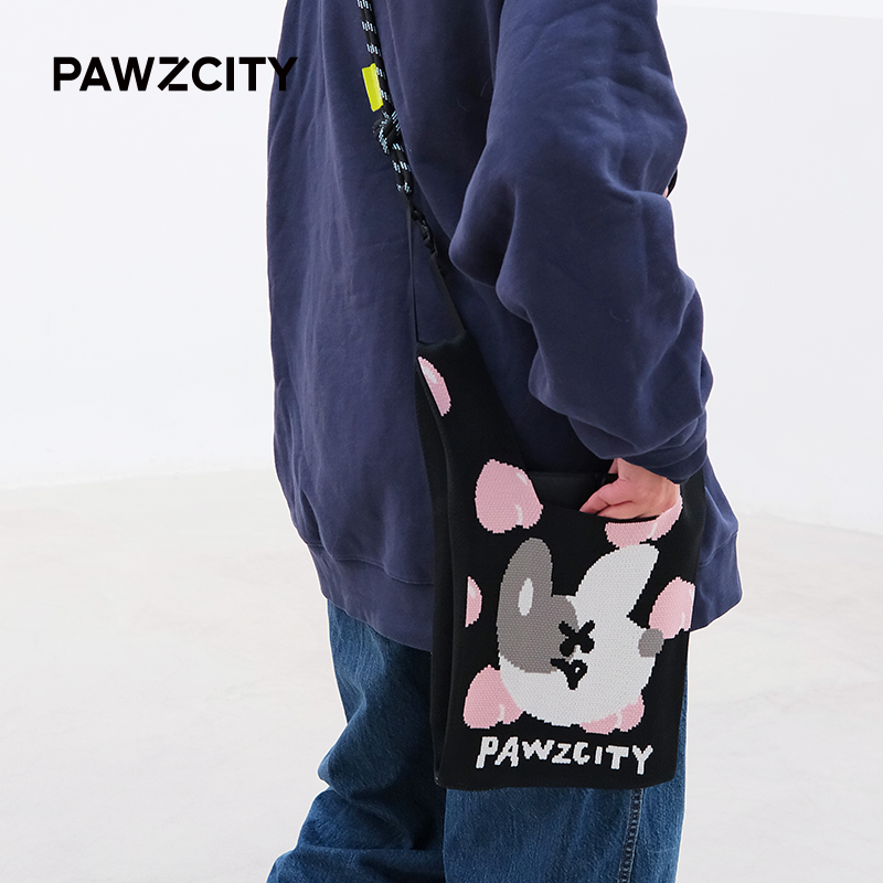 PAWZCITY可爱针织遛狗斜挎包