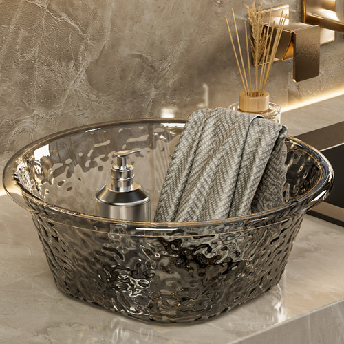 水波纹透明高档洗脸盆加厚耐用