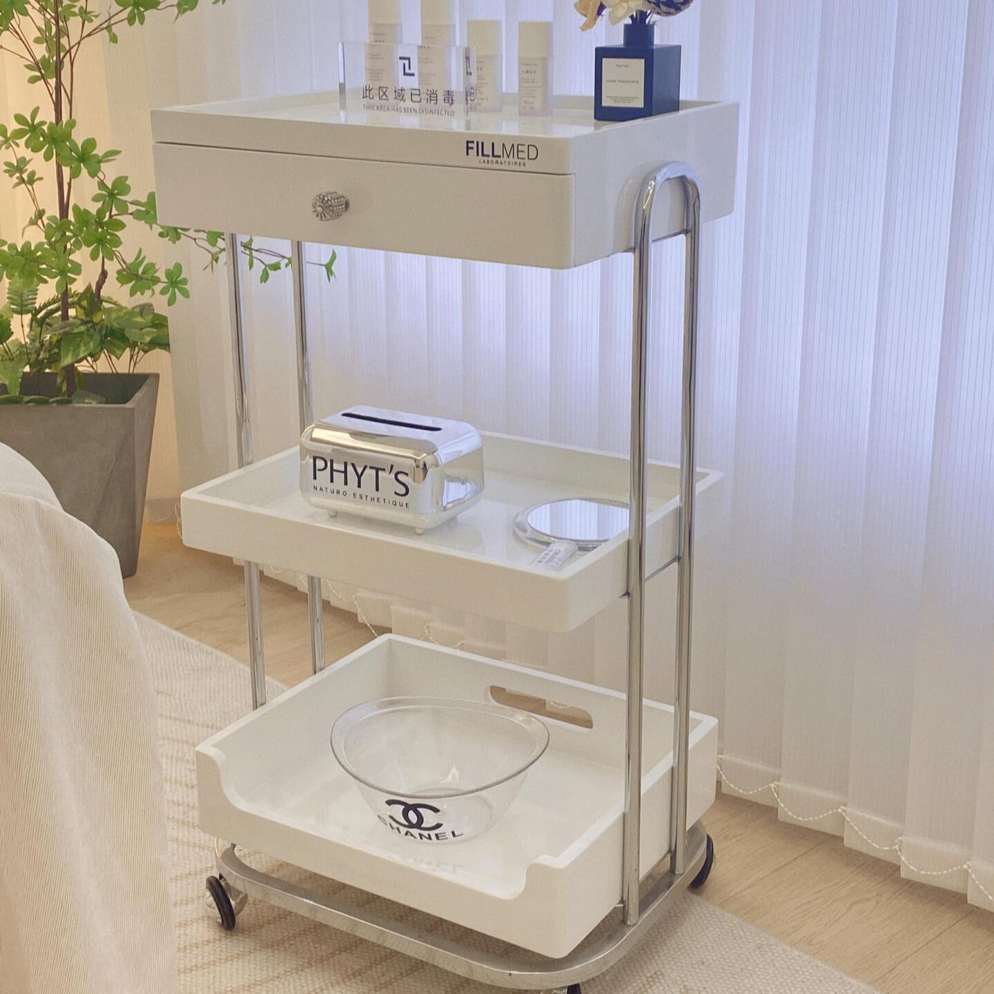 美容院手推车美容工具车移动架子滑轮静音美甲美容仪器置物工具车