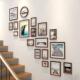 楼梯照片墙免打孔轻奢墙上装 公司相片墙 饰相框墙挂墙组合创意欧式