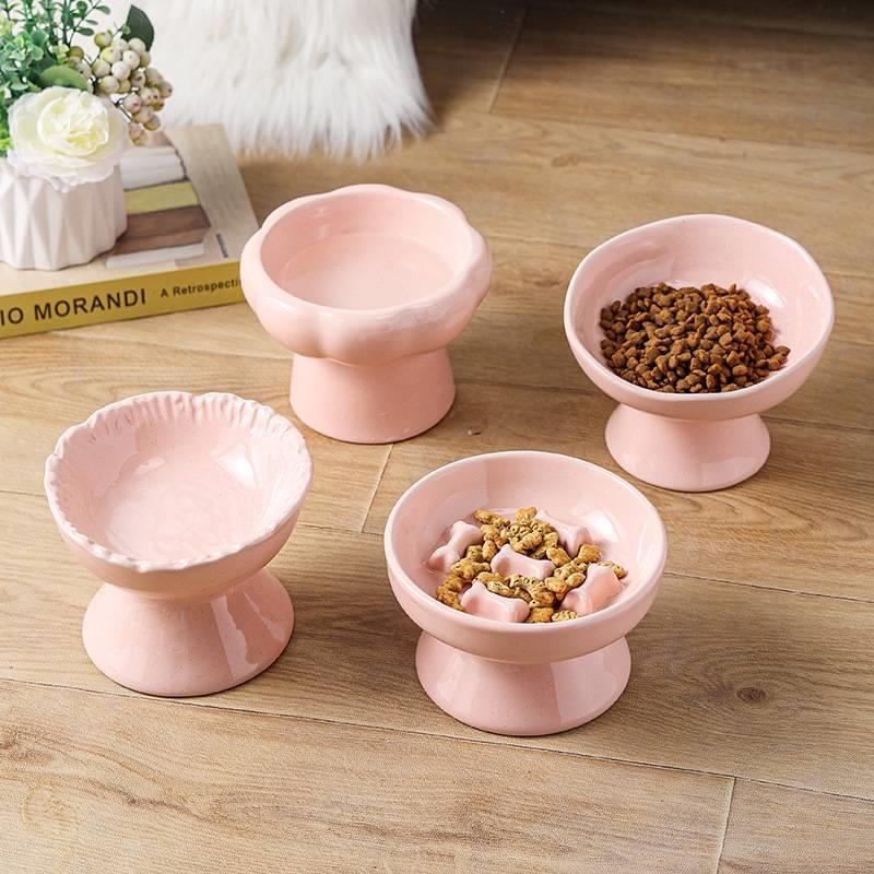 猫碗陶瓷宠物碗大口径猫粮慢食碗狗狗食盆防打翻保护颈椎猫咪水碗