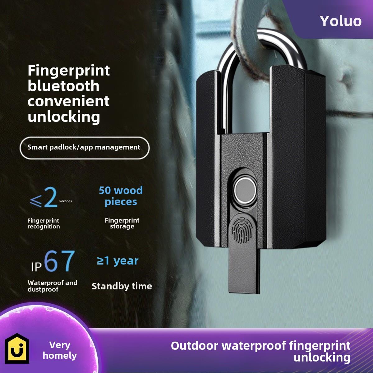 户外防水指纹挂锁智能遥控防盗门锁大庭院仓库带钥匙数字大锁