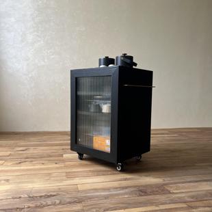 灰木碳化红茶柜Wabi 活动水壶集成茶几存储边桌推车 Sabi式