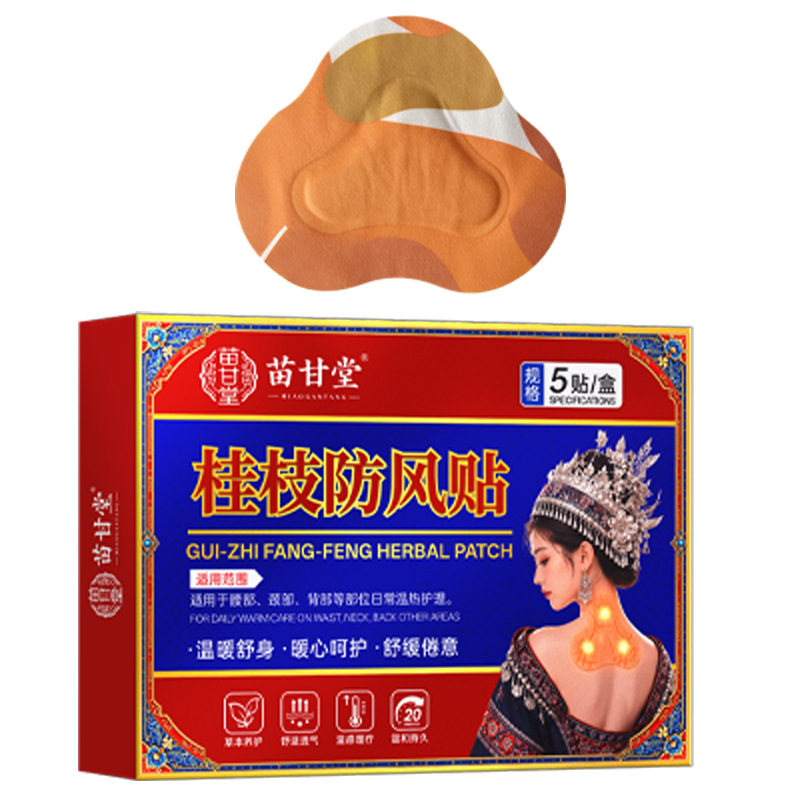 苗甘堂桂枝防风贴肩颈蒸汽热敷贴肩周脖子暖贴膏药贴 一盒5贴