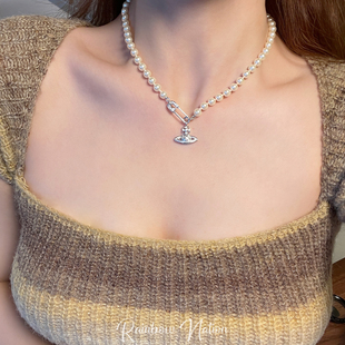 RainbowNation别针土星施家珍珠项链复古轻奢设计后太西韦雪同款
