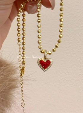 RainbowNation复古法式少女红色爱心桃项链轻奢小众设计高级感夏